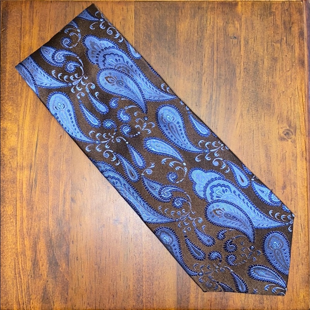 Bruce Julian Clothier Brown/Blue Paisley Silk Tie